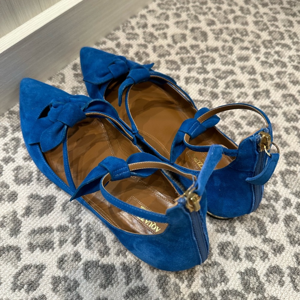 Aquazurra 3 bow flat with point toe and zip back - Picture 4 of 4
